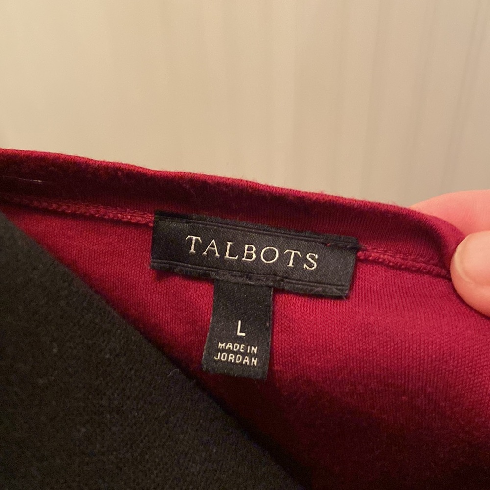 Talbots 3/4-sleeve burgundy jersey to, size large. - Picture 3 of 3